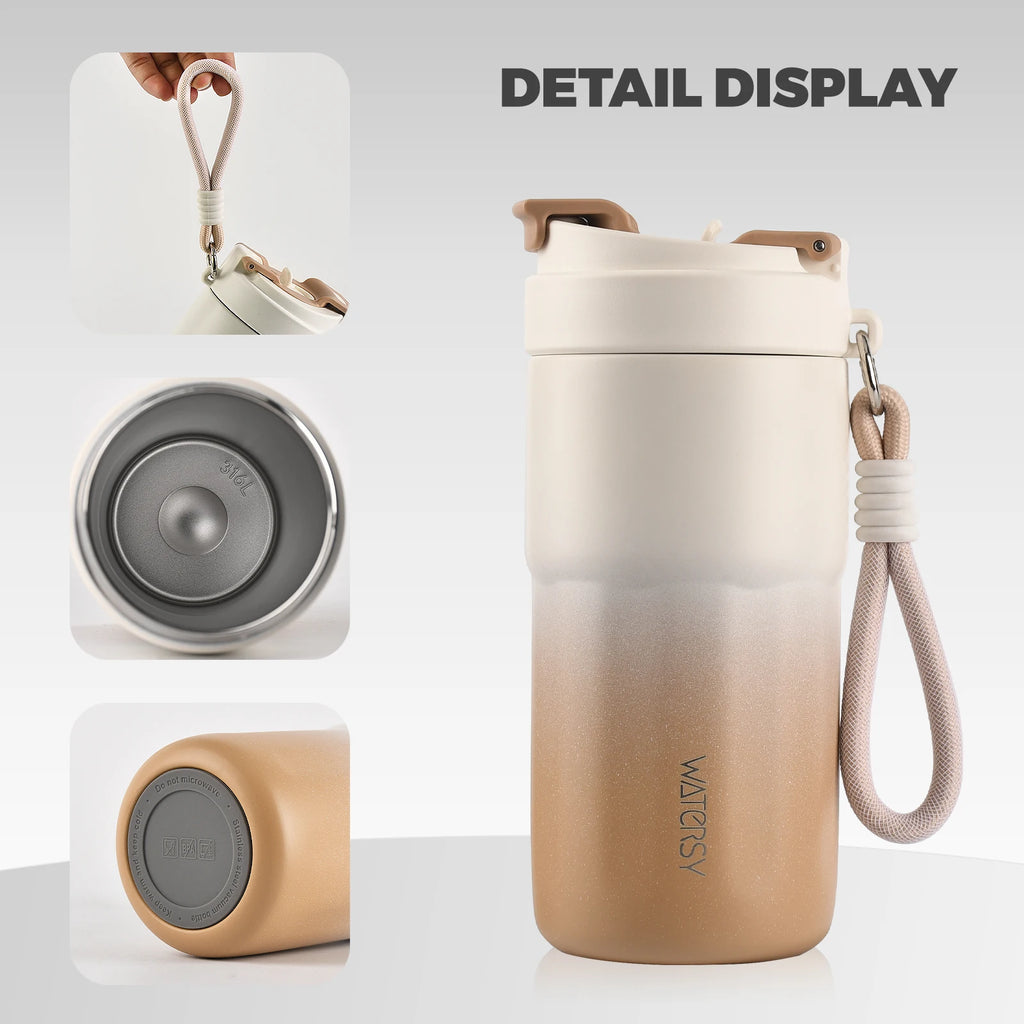 WATERSY 400ml/550ml Coffee Tumbler 316 Stainless Steel Insulated Mug with Straw Lid Double Wall Vacuum Flask for Home Gift