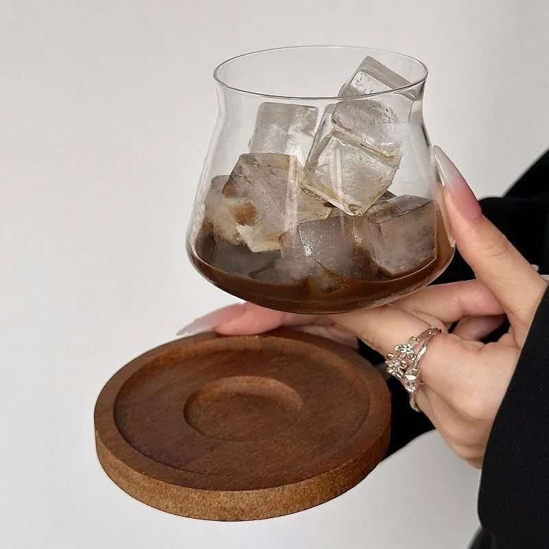 Retro Cold Coffee Cups Whiskey Glass Durable Glassware Cocktails Wine Brandy Cup Water Juice Mug Party Drinking