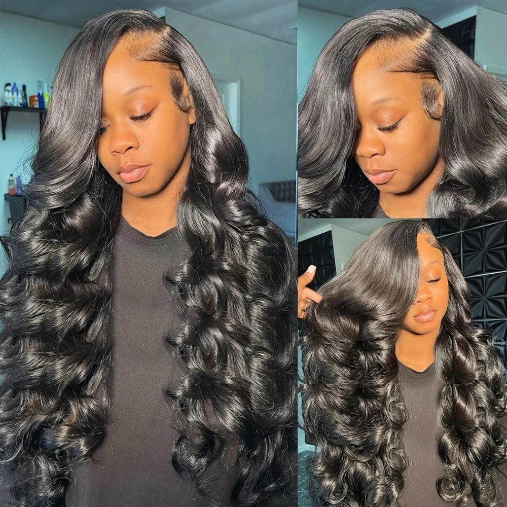 13x4 HD Lace Front Wig Body Wave Brazilian Human Hair Wigs Pre Plucked Body Wave 180 Density 13x6 Lace Frontal Wig Natural Color