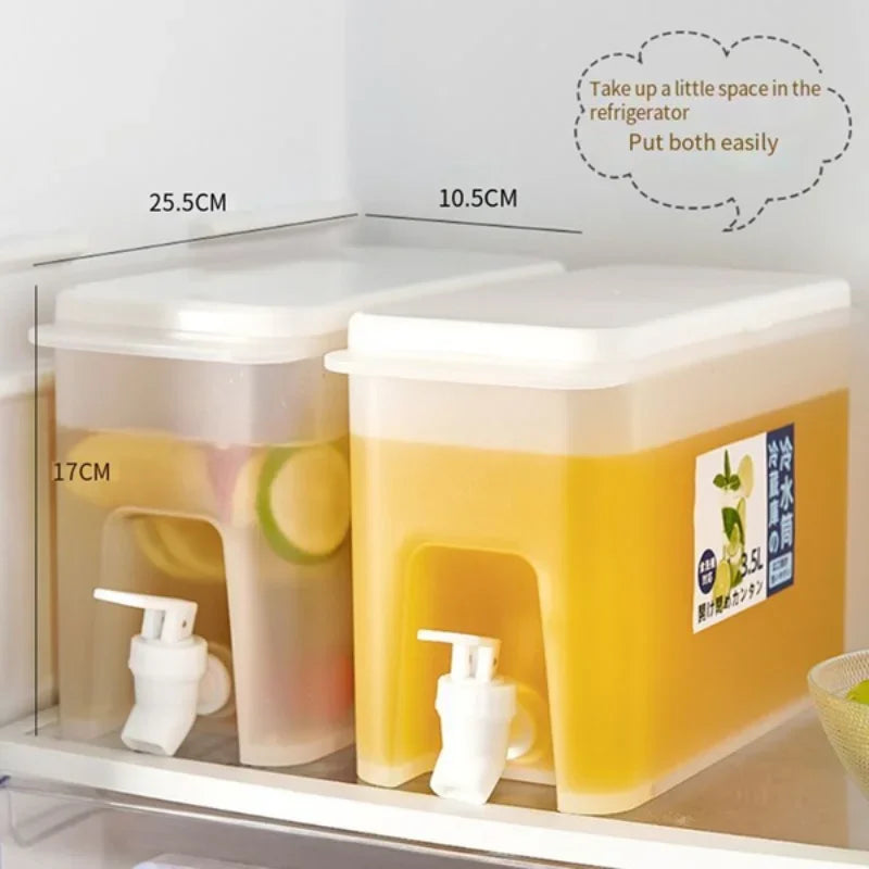 2Pcs Large Capacity Cold Kettle 3.5L Juice Jug Cold Kettle with Faucet In Refrigerator Ice Drink Dispenser Fridge and Faucet