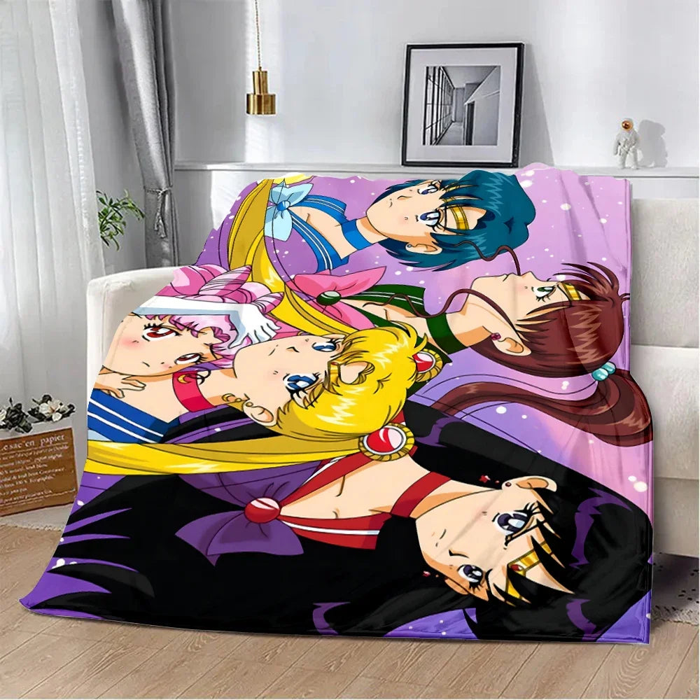 Anime Sailor Moons Cobertor Impresso, Cobertores Quentes de Piquenique Macio e Confortável, Viagem Doméstica,