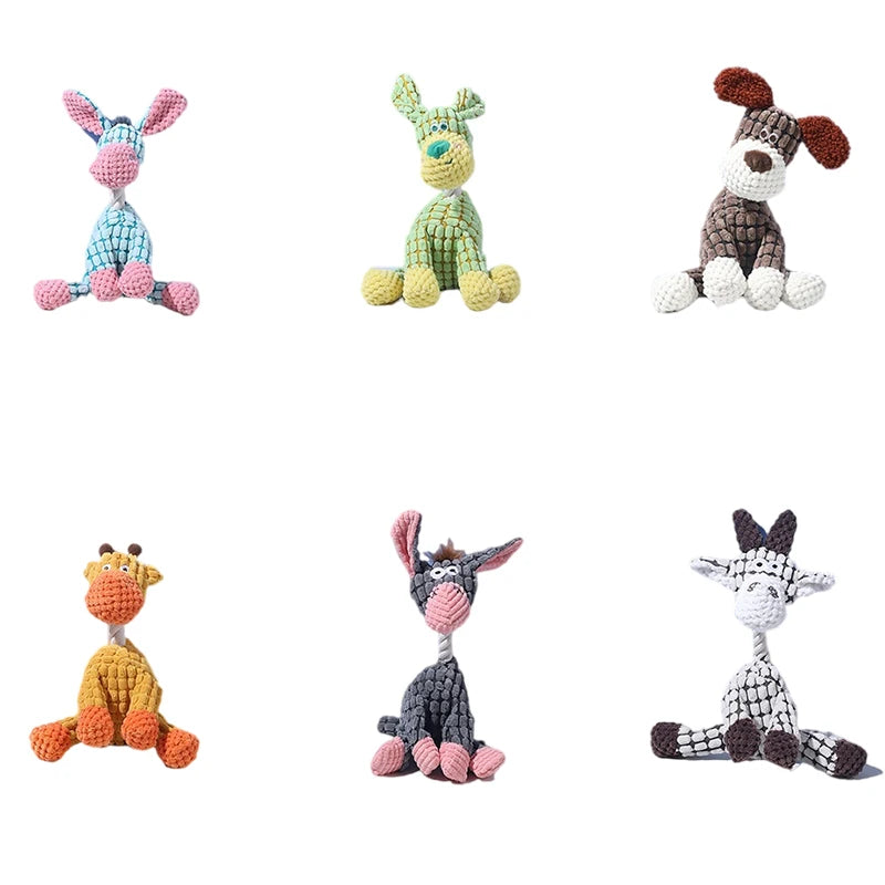 Cartoon Puppy Plush Dog Toy Chew Squeak Teething Toy for Small Dogs Pet Accessories