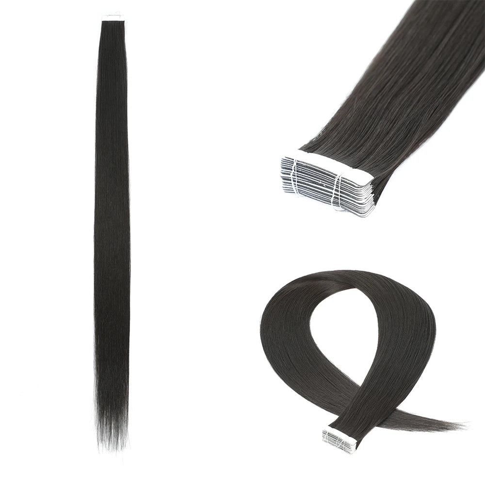 Synthetic Tape In Hair Extensions Straight White Double Sided Invisible Natural Tape in Hair High Temperature Fiber For Women