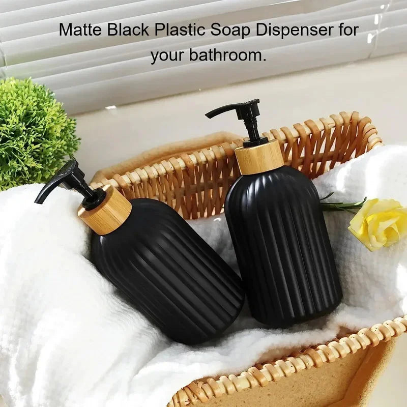 500ml Strip Soap Dispenser With Bamboo Pump Bathroom Refillable Body Wash Shampoo Conditioner Empty Container Lotion Bottle