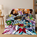 Retro Anime Saint Seiya Gold Saint Cartoon Flannel Blanket,Cozy Soft Throw Blanket for Home Bedroom Bed Sofa Picnic Cover Kids