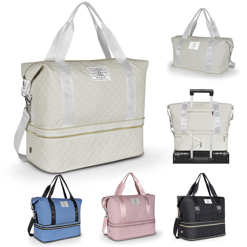 [Large Capacity Gym Bag] Large Capacity Multifunctional Travel Gym Bag | Women's Combo Letter Bag with Independent Shoe Compartm