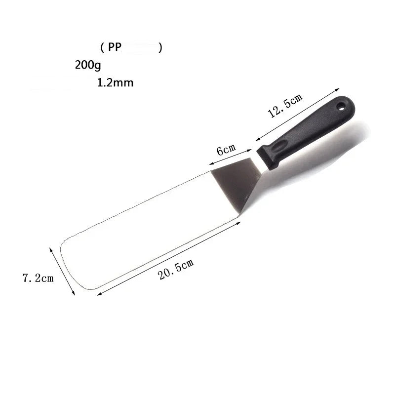 Kitchen Spatula Wooden Handle Grill Turner Stainless Steel Metal Scrape For Pancake Teppanyaki Griddle Cooking Utensil