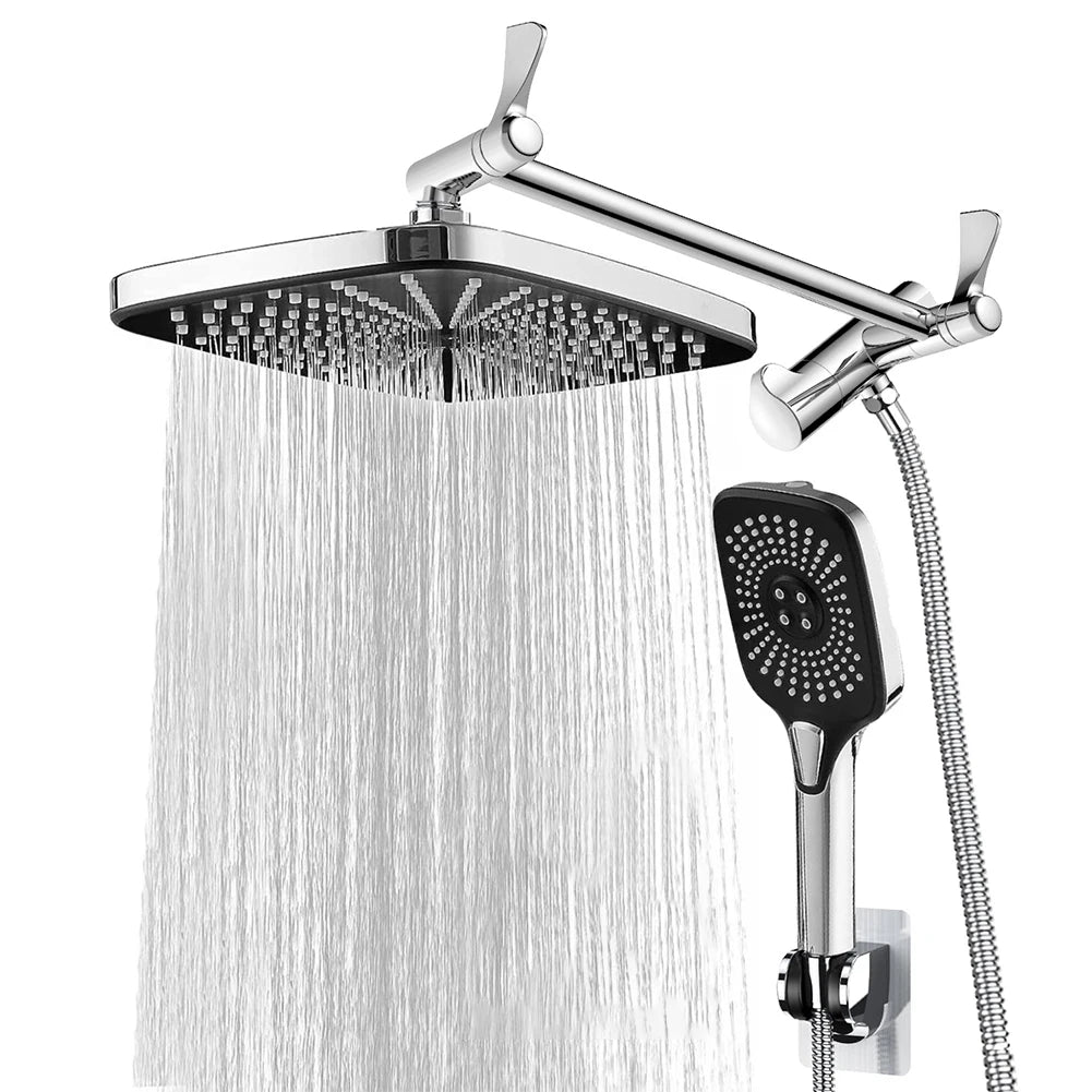 12 Inch Rainfall Fixed Shower Head/Handheld Shower Head Combo 3+1 Settings Top Spray Wall-Mount Shower Set In Wall Shower System
