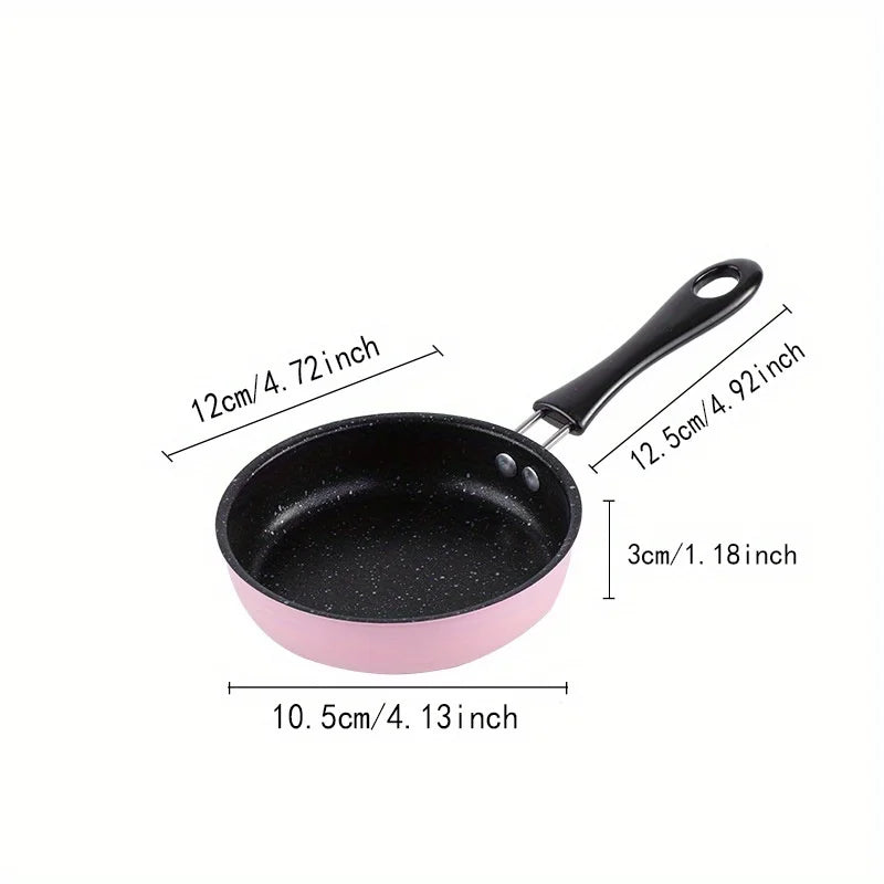 1pc Mini Nonstick Cast Iron Skillet with Pink Handle - Portable Omelette Pan for Induction & Gas Cooktops, Ideal for Breakfast