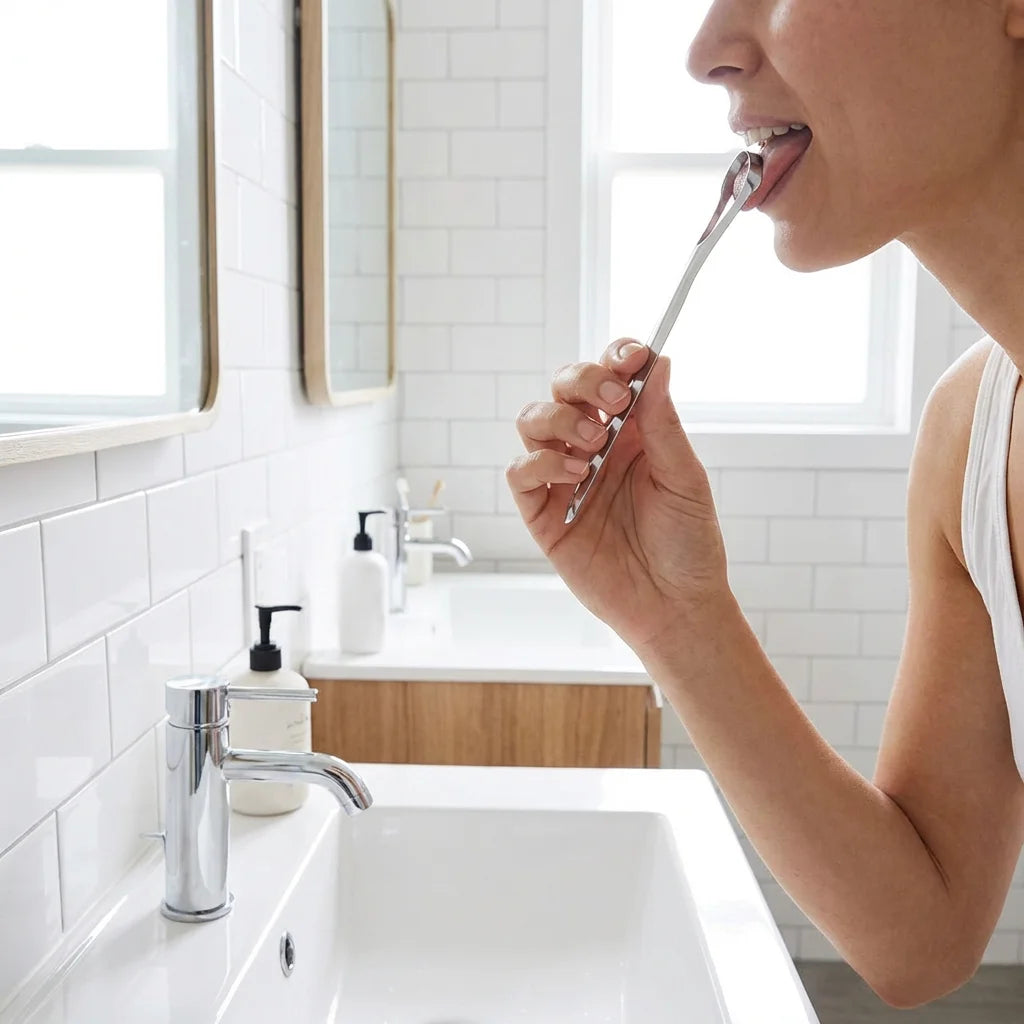 Oral Care Stainless Steel Tongue Scraper - Fresh Breath Daily Mouth Cleaning Tool, Durable Adult Hygiene Tongue Cleaner