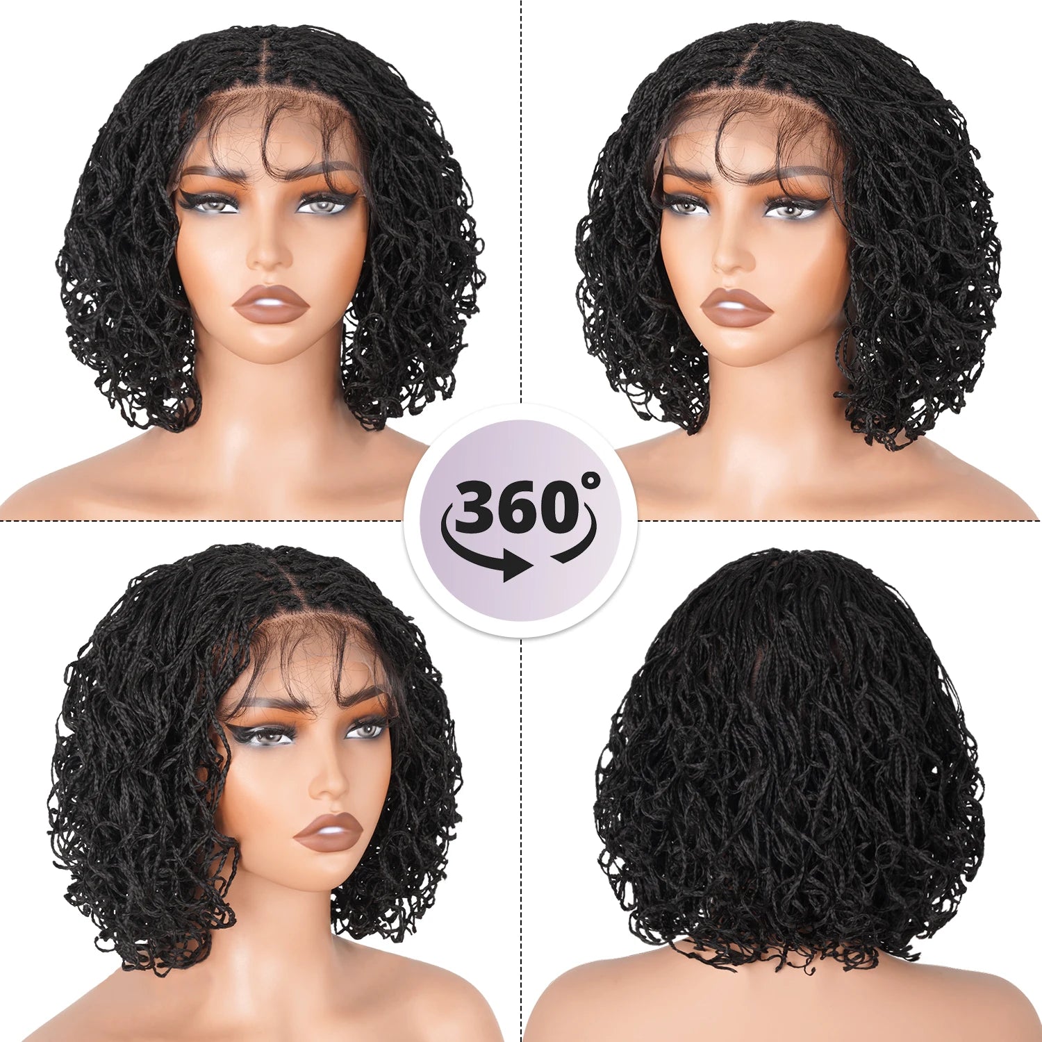 Short Curly Twist Box Braided Wigs for Women Synthetic Braided Full Lace Wigs with Baby Hair Ready to Wear Glueless Braided Wig