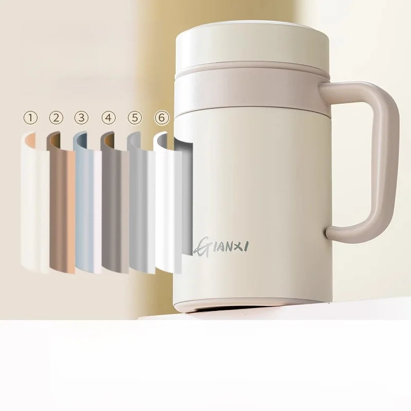 GIANXI Classic Stainless Steel Thermos Cup Tea Water Separation Cup Home Portable With Handle Seal Against Leakage Vacuum Bottle