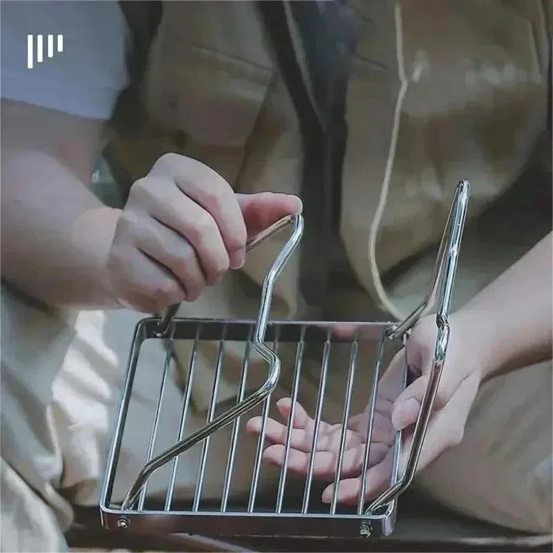 Portable Foldable Stainless Steel Camping Grill Outdoor BBQ Grill Mini Stove Rack Lightweight Compact for Picnic Hiking Travel