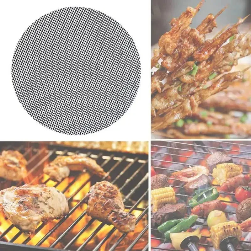 Bbq Barbecue PTFE Mesh Mat, Fiberglass Mesh, Non-stick Grill Liner, Barbecue Mesh Sheet Accesorios Camping Bbq Grill Mat