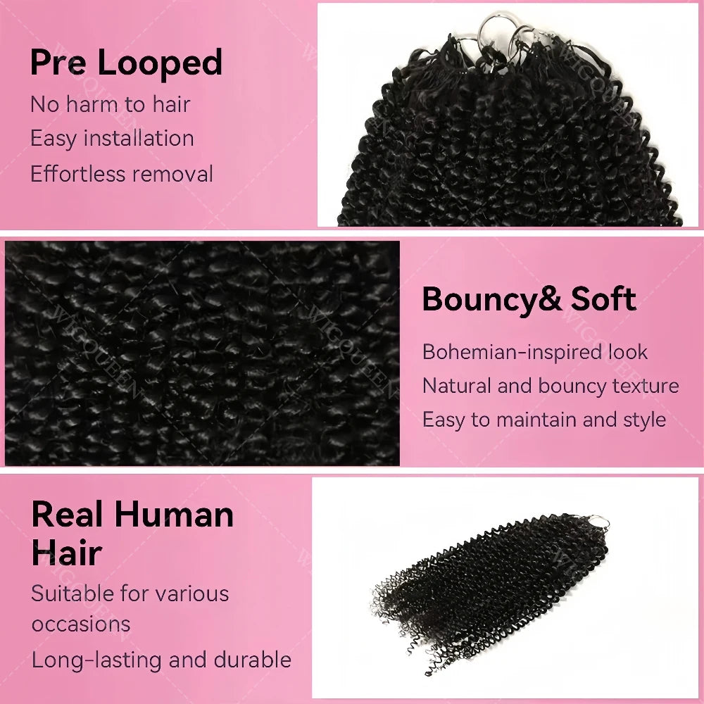 Small Spirals Curly Crochet Human Hair For Braiding Invisible Knot PreSeparated Knotless Feather Crochet Human Hair Extensions