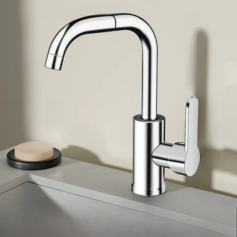 720° Swivel Spout Dual Use Kitchen Bathroom Faucet 360° Swivel Metal Finish Valve Core High Arc Spout Bathroom Accessories
