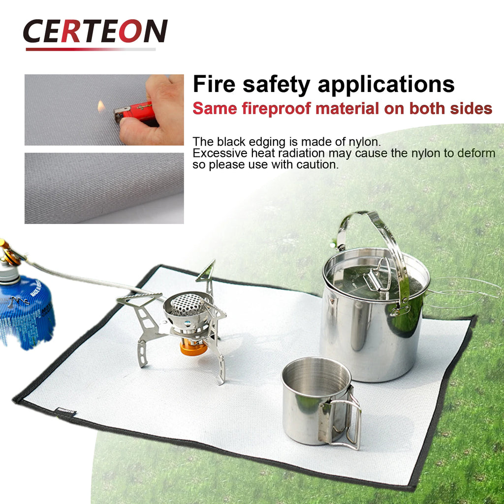 Portable Fireproof Mat Multi Size Silicone Coated Fiberglass Heat Shield for Fire Pit BBQ Patio Camping Deck Protection