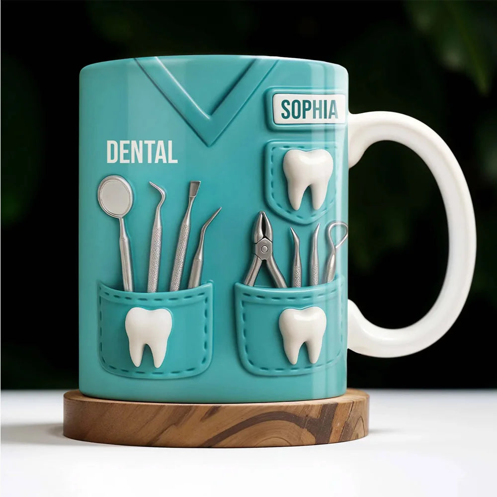 【Custom Dentist Mug】Personalized Dentist Coffee Cup with Name & Logo, 11oz Ceramic Doctor Water Mug, Gift for Dentist,