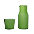 1 Set 550ml Bedside Water Carafe and Glass Set Heat Resistant Blue Amber Teal Grey Colored Glass Pitcher Tumbler for Singles