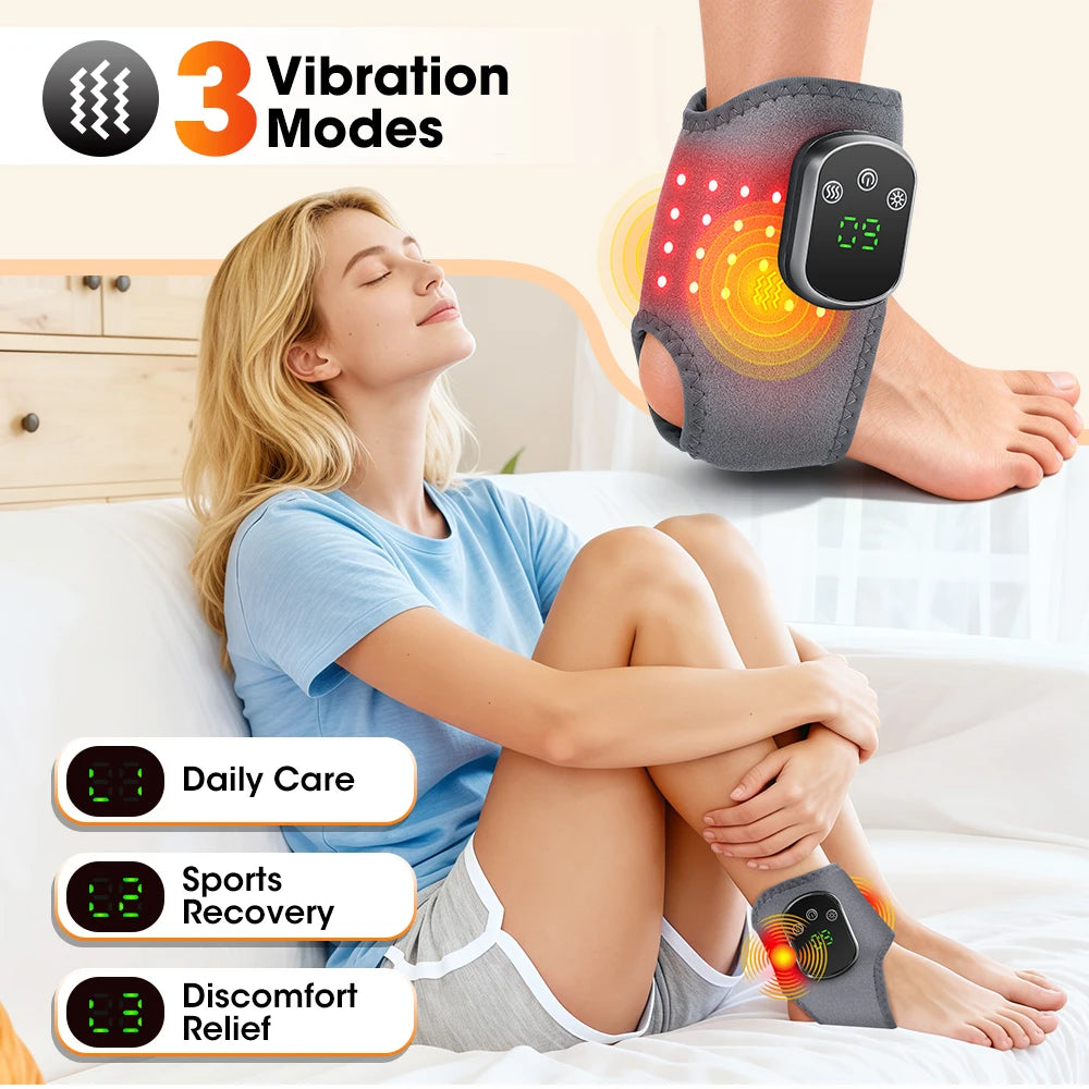 Electric Heating Ankle Massager 40PCS 660nm LED Vibration Massage Red Light Ankle Brace Wrist Guard Left/Right Foot Hand Protect