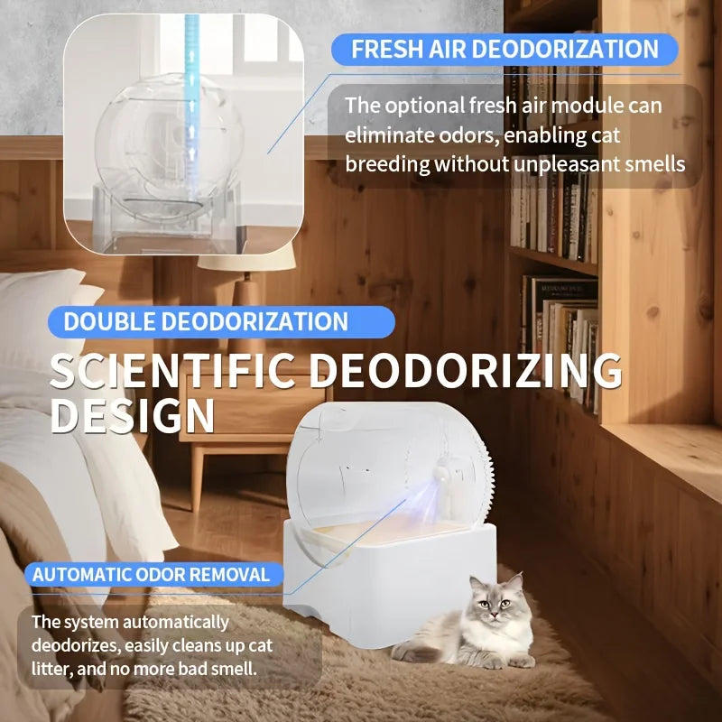 Self-Cleaning Cat Litter Box Automatic - 64L Large Capacity W/ FREE Waste Bags & TrackingMat, Smart APP-Controlled Odor-Free Des