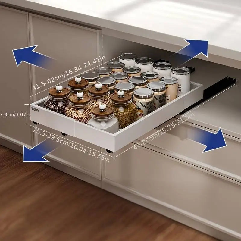 Pull Out Tray Organizer Kitchen Storage Rack Cabinet Expandable Under Sink Spice Boxes Silent Slide Drawer Style Bowl Dish Shelf