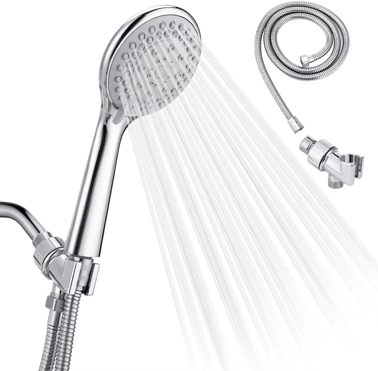 Detachable Handheld Head With - High Pressure 5 Functions Showerheads Hand Held Shower Heads,Extra Long 4.7 Ft. Stainless Steel
