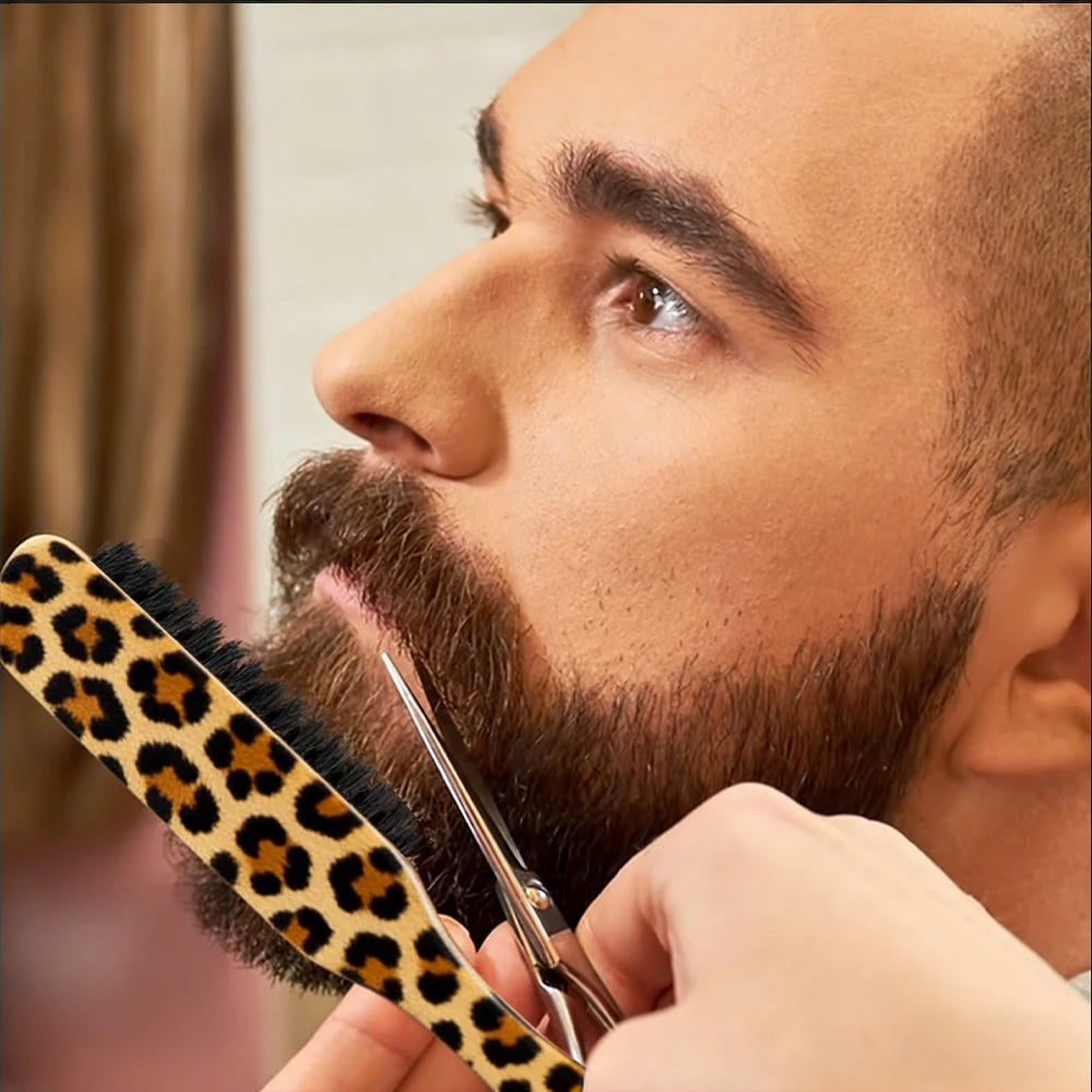 Leopard print pattern Slick Hair Brush for moothing Ponytail Bun/Hairs/beard, Flyaways, Edge Control - Backcombing and Teasing