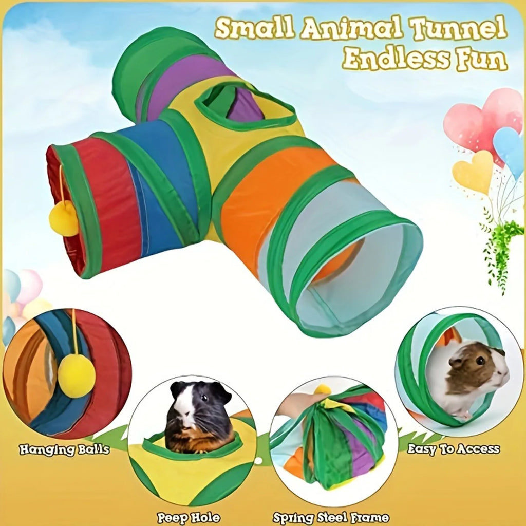 Interactive Small Pet Collapsible Tunnel Toy with Play Ball for Entertainment and Relieve Boredom Pet Toy for Hamster Guinea Pig