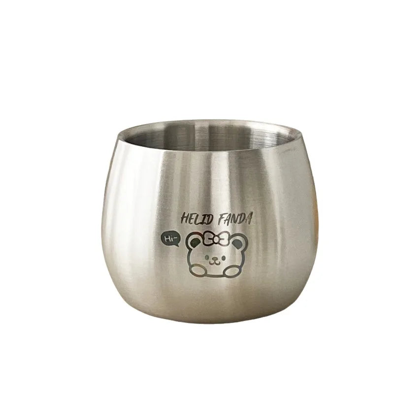 304 Stainless Steel Children Drinking Cup 120ML Thickened Coffee Cup Anti Scalding Cute Pattern Kids Water Cup