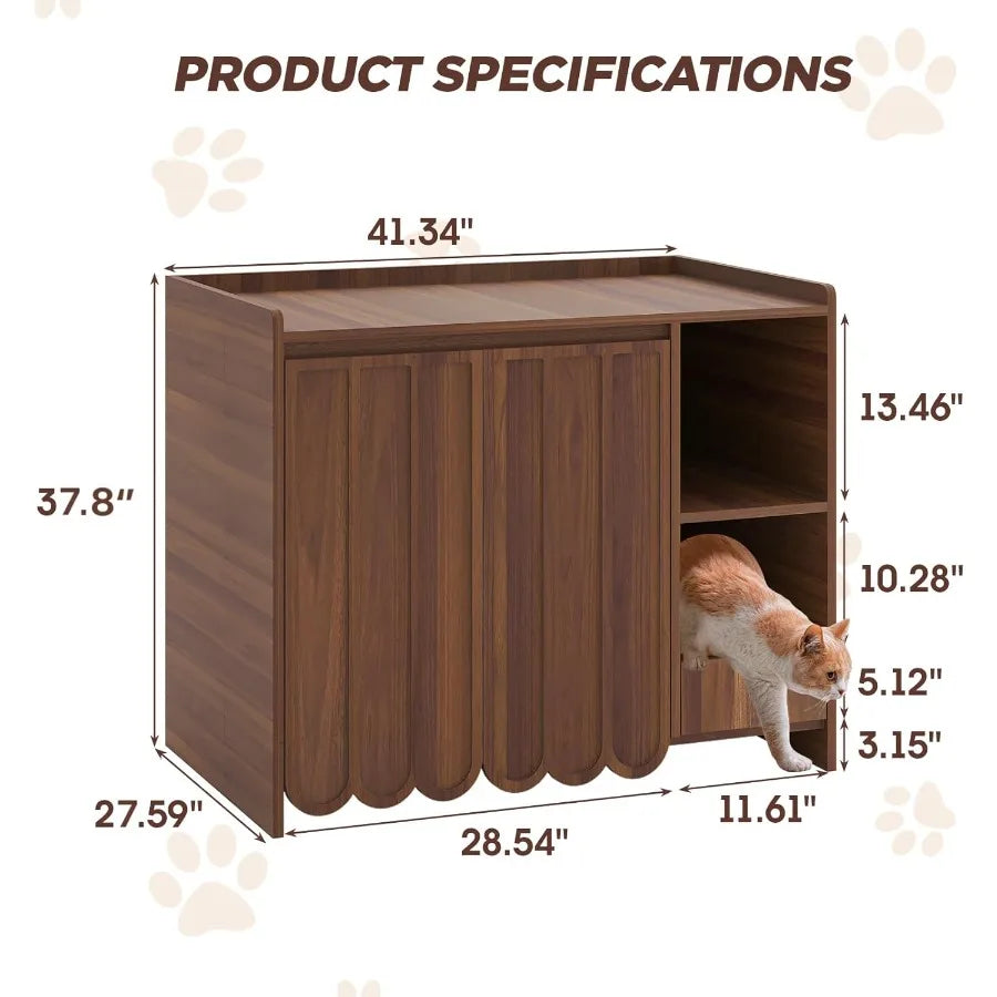 Large Litter Box Enclosure with Integrated Litter Collector for Automatic Litter Box Compatibility Including Litter Robot 3 and