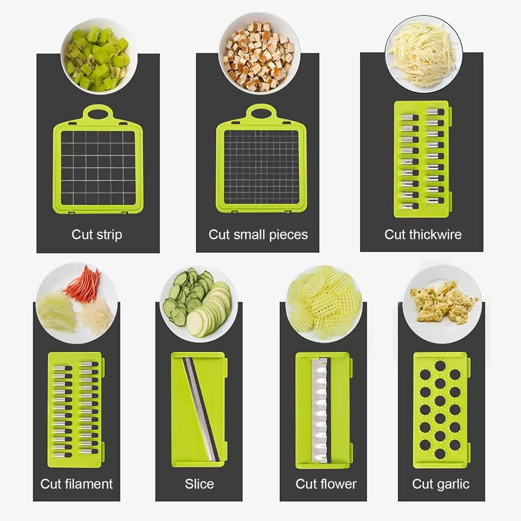 16-in-1 Professional Kitchen Slicer with Cleaver Blade, Multi-Function Food Chopper for Potatoes, Tomatoes, and Vegetables