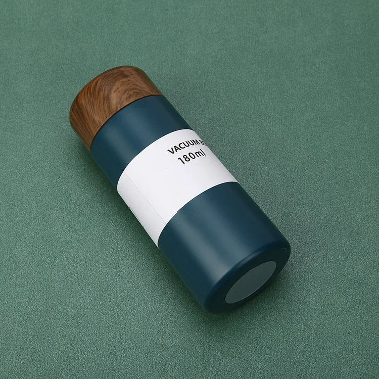 180Ml Bullet Mini Cute Wood Grain Stainless Steel Thermos Cup Coffee Travel Mug Small Fresh Portable Pocket Outdoor Coffee Cup