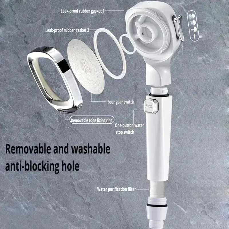 3 Modes Adjustable One-Key Stop Water Shower Heads High Pressure Water Saving Shower Heads High Quality Bathroom Showers