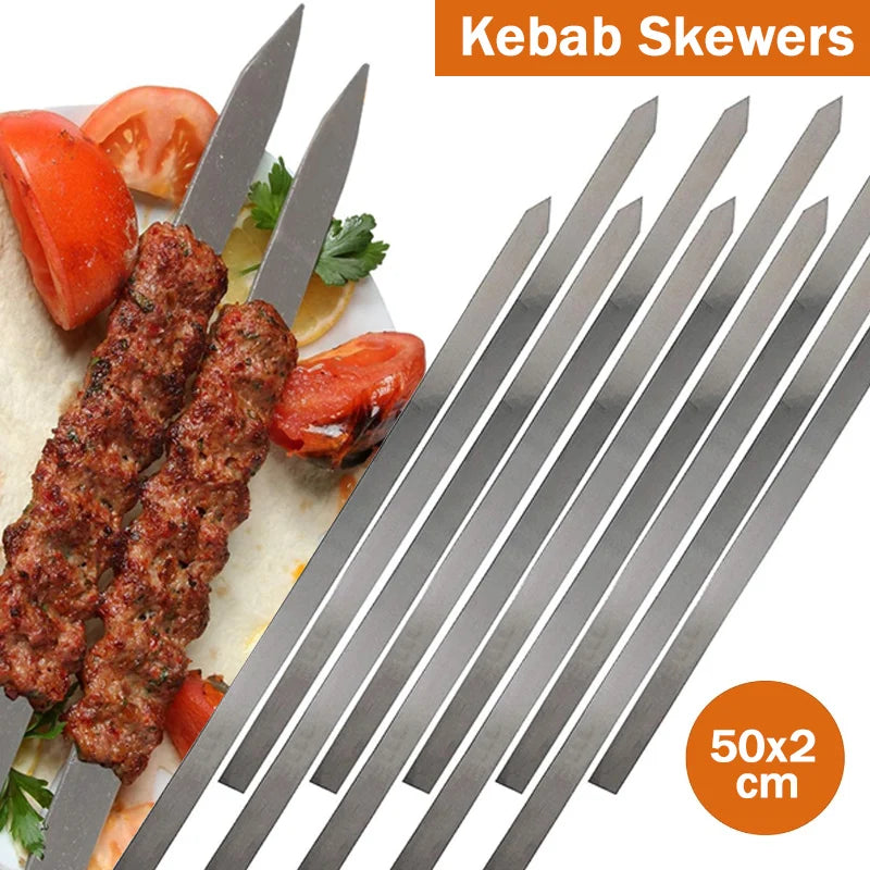 Kabob Skewers Flat Barbecue Grilling Skewerfor Shish Kebab Turkish Persian Grills & Koubideh Iranian Mediterranean Brazilian