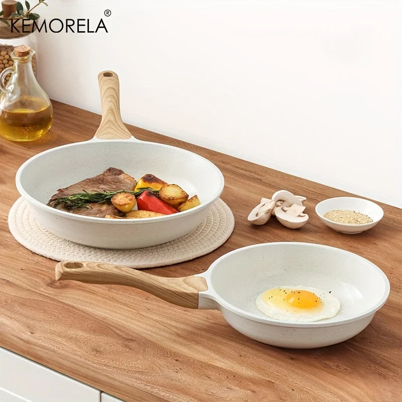 KEMORELA Nonstick Frying Pan Skillet Induction Compatible Healthy Granite Coating Heat-Resistant Handle Options 20/24/28cm 1PCS