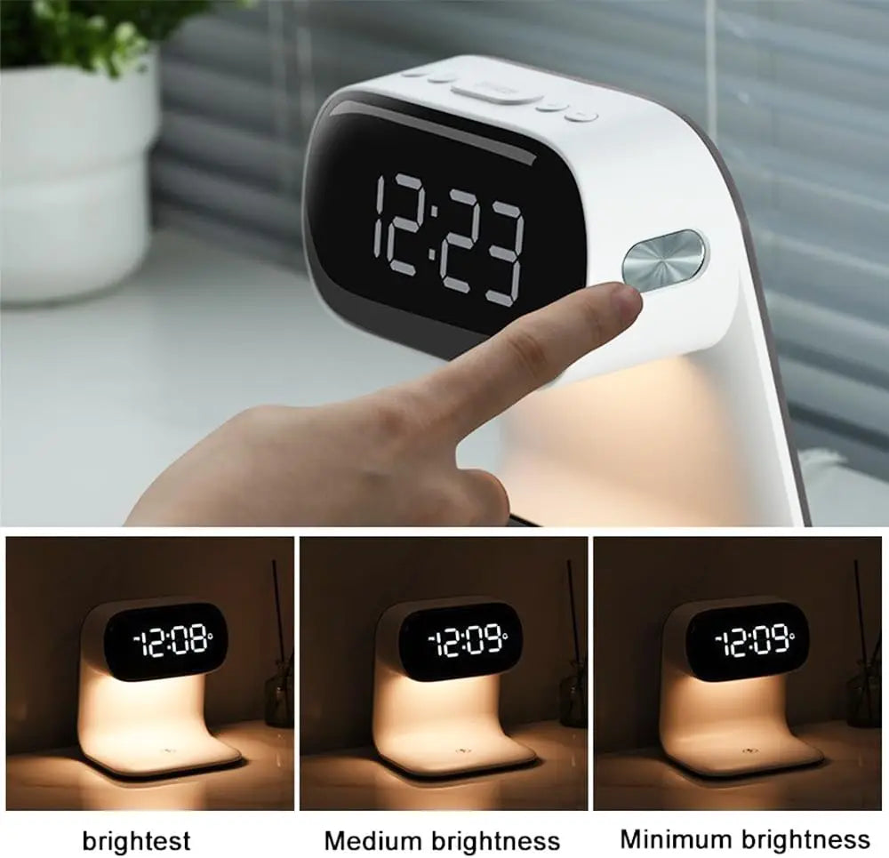 3in1 Multi Functional Wireless Charging Alarm Clock Smart Night Light Qi Charger LED Digital Clock Adjustable Light 15W Fast Wir