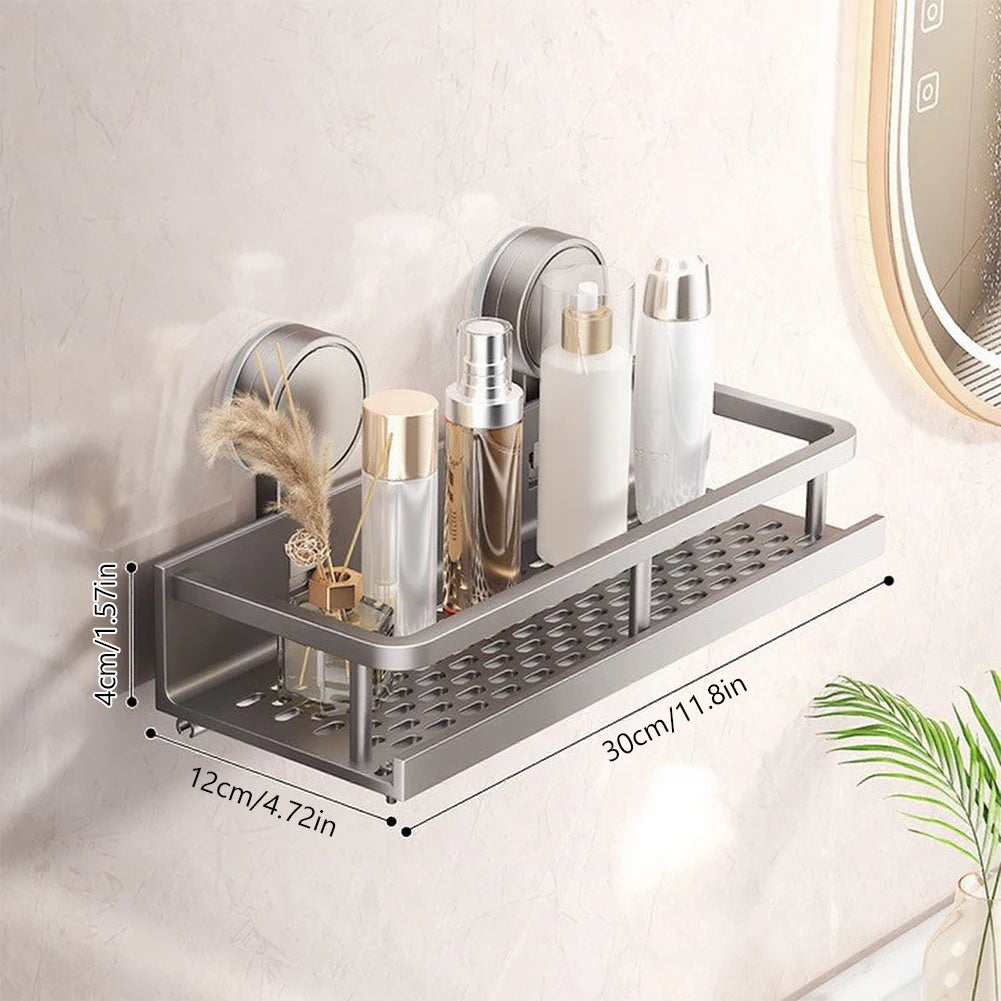 1 Pack Bathroom Organizer with Suction Cups Wall Mounted Aluminum Bathroom Shelves Rustproof Wall Mount Shower Caddy for Kitchen