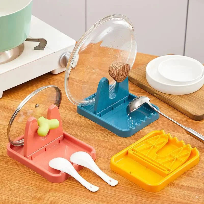 Foldable Pot Lid Rack Plastic Spoon Holder Stand Kitchen Organizer for Fork Spatula Rack Pan Cover Shelf Tableware Storage Rack