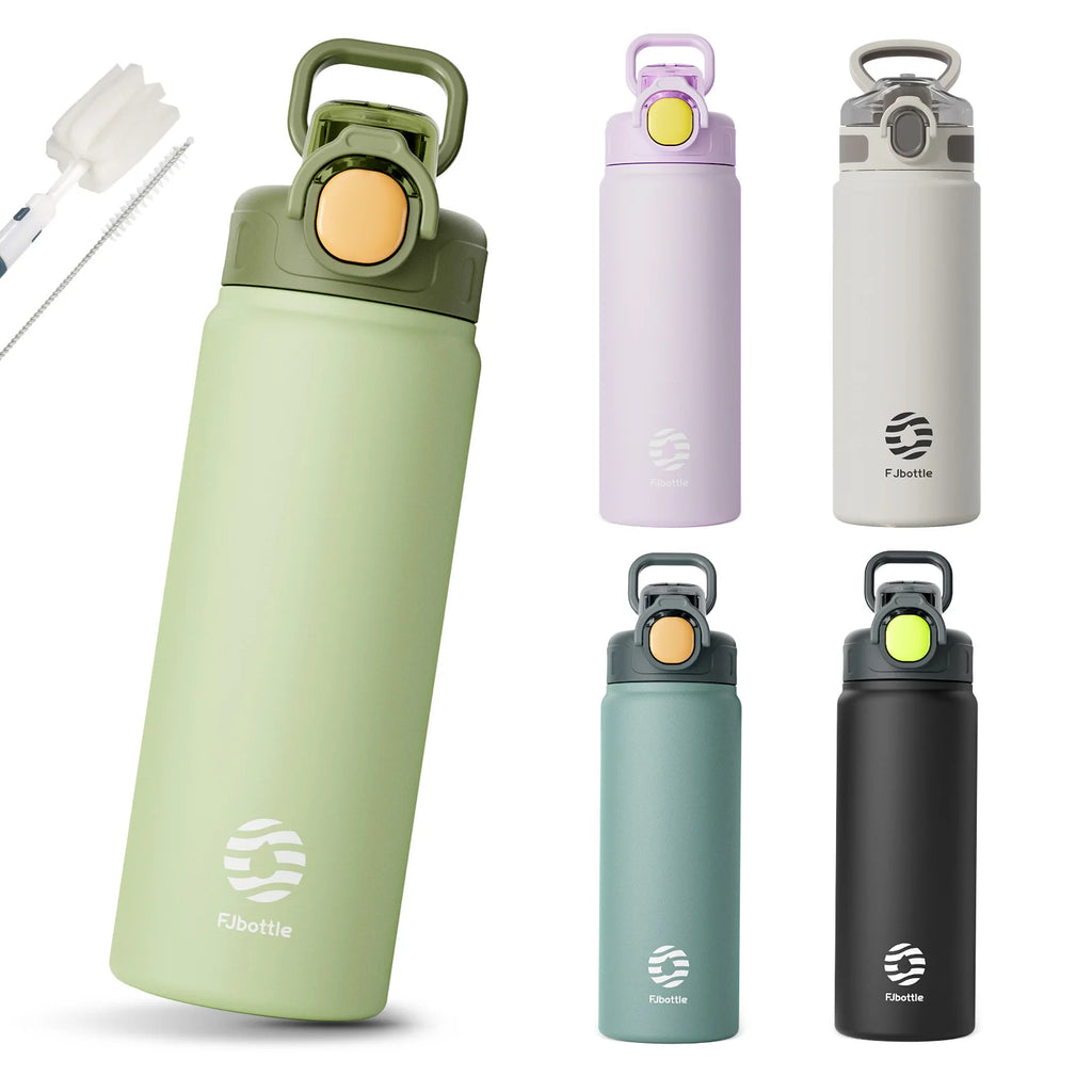 FEIJIAN Thermos Bottle with Straw 600ml 720ml Stainless Steel Thermal Cup Car Insulated Flask Water Tumbler for Outdoor Sports
