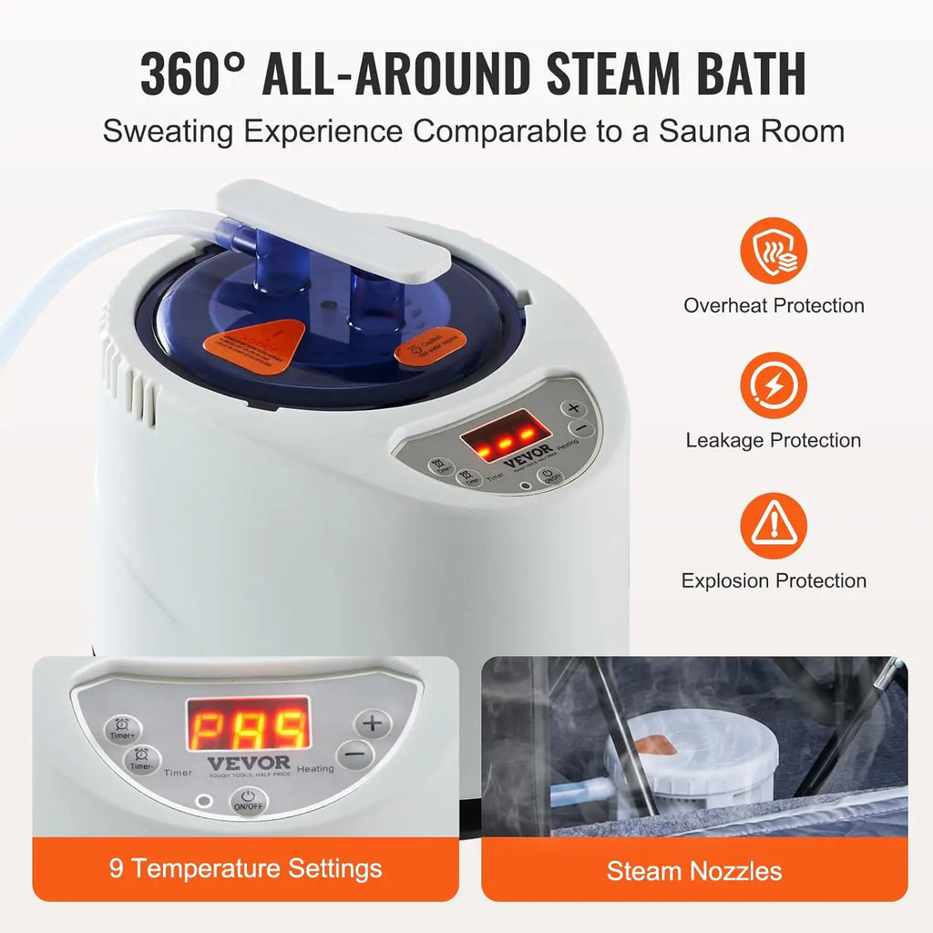 Portable Steam Sauna Tent with Remote Control, Chair & Bag for Home Detox Relaxation, Black