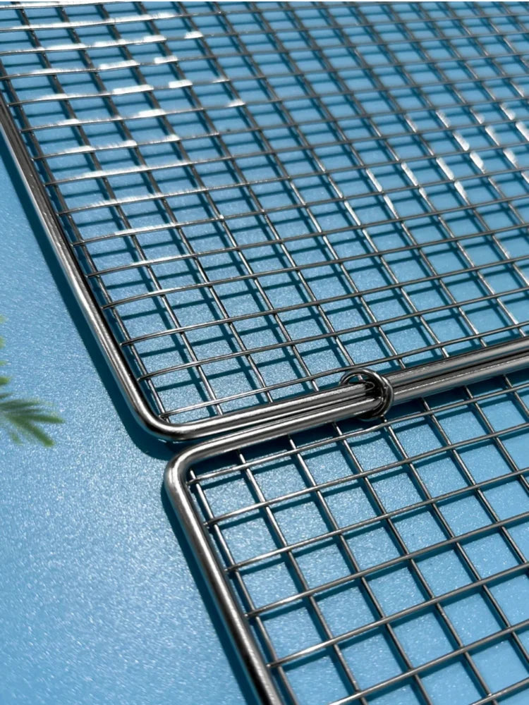 Nonstick Stainless Steel 304 Food Grade FOLDING Square BBQ Net Mesh Barbecue Grill Basket with Handle for Fish Wings Vegetable
