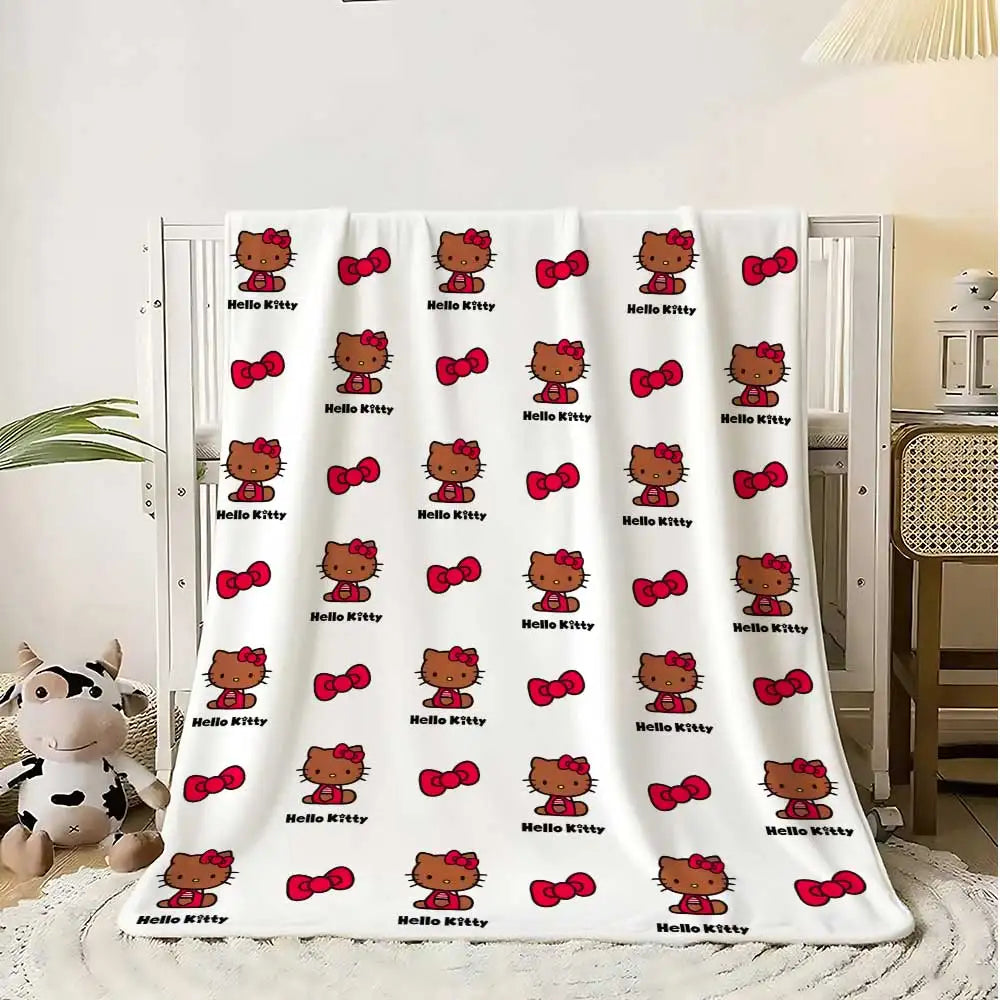 Kawaii Hellos Cat Knee Blanket for Living Room Decorative Bed Blankets Bedroom Decoration Home Bedspread the Sofa Throw Winter