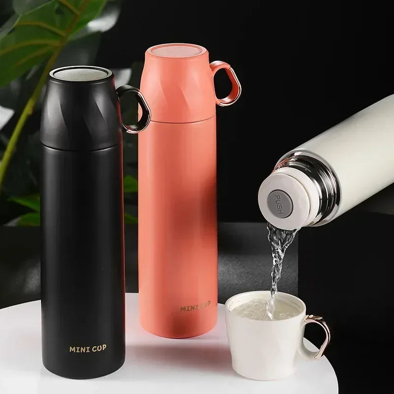 JUSTINLAU 500ML Thermos Cup 304 Stainless Steel Vacuum Thermal Water Bottle Portable Household Office Travel Business Tea Cups