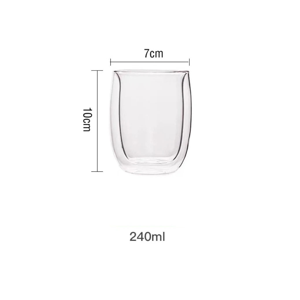 2/4pcs Glass Coffee Cup Set Double Walled Glass Mug Heat-resistant Milk Espresso Cup Cappuccino Mug Juice Tea Cup 240/300ML