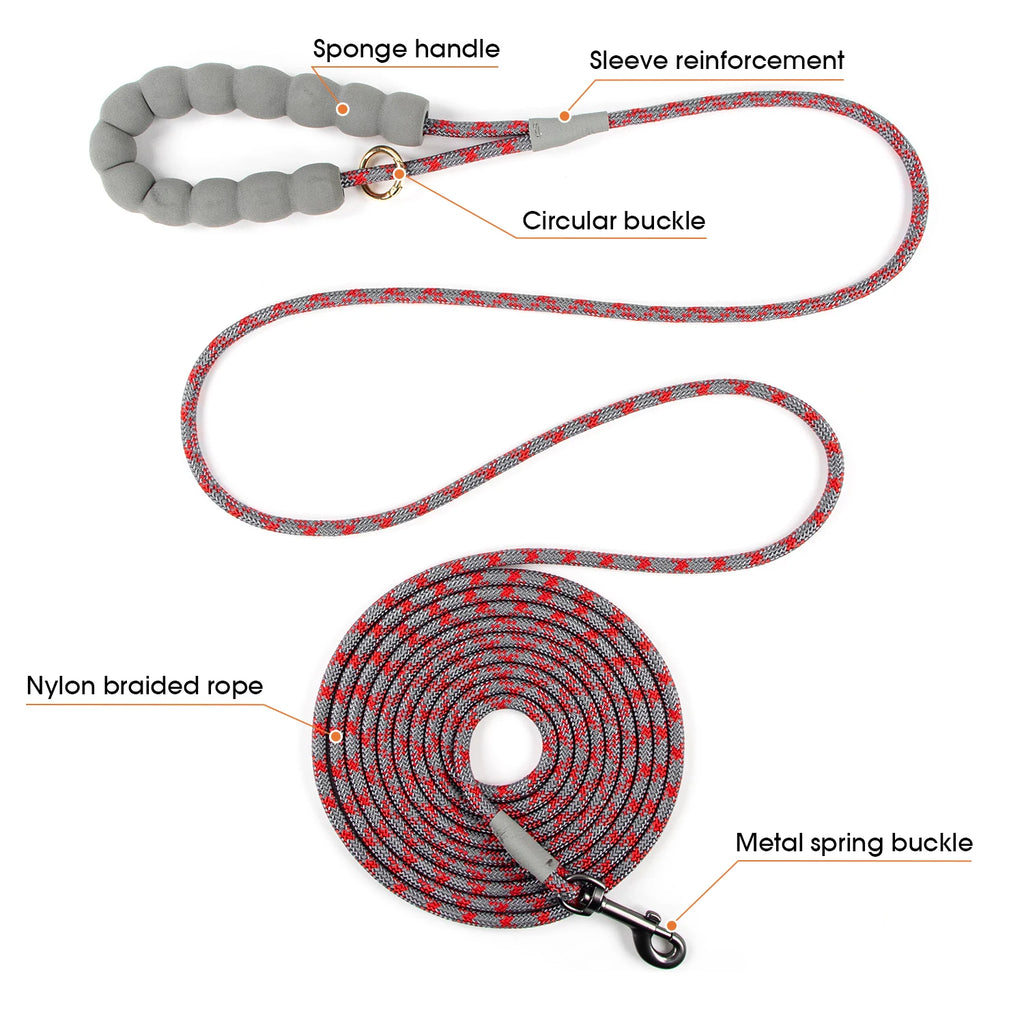 1.2M/1.8M/3M/5M Long Reflective Dog Leash Pet Lead for All Size Dogs Small Medium Large Breeds Reliable Pet Accessory