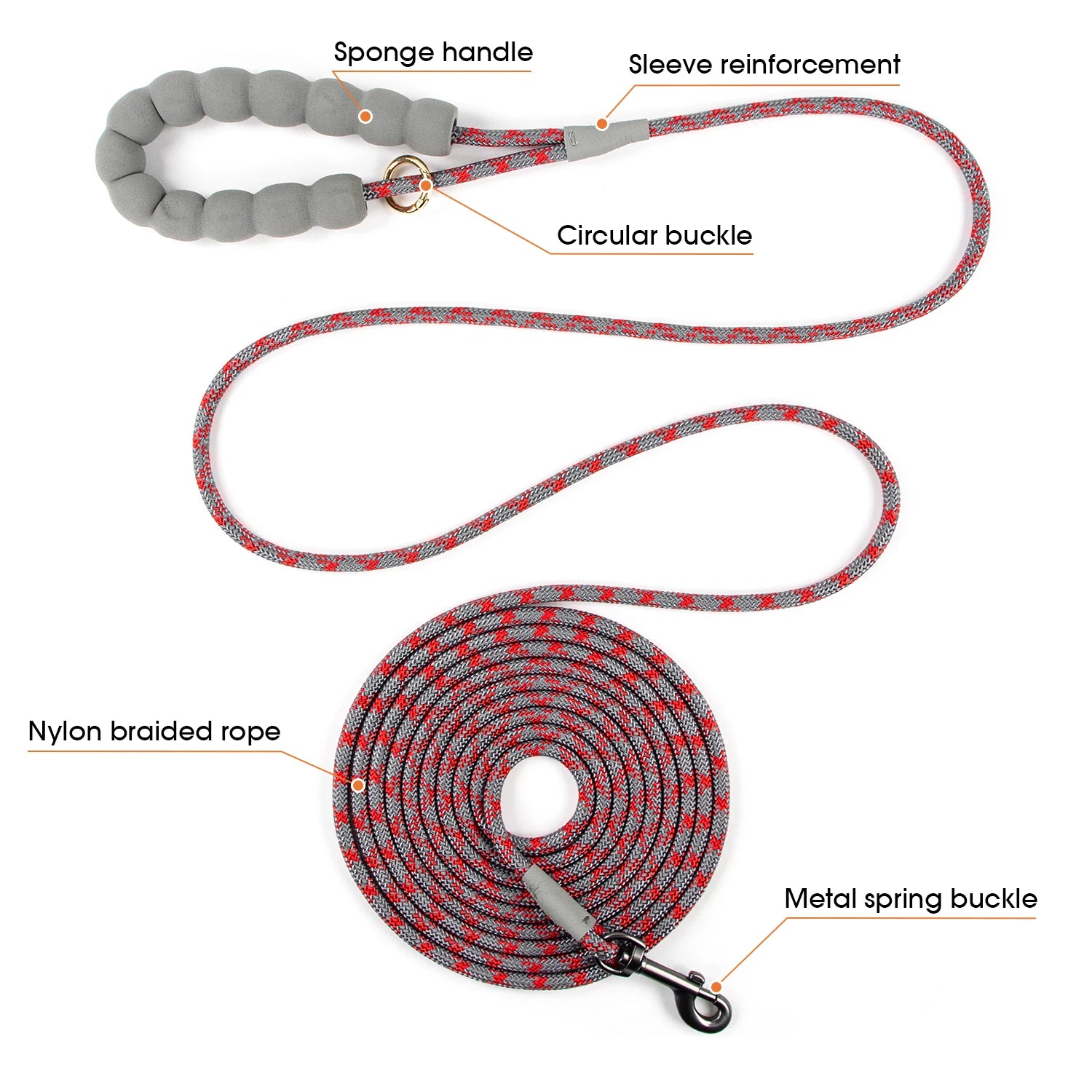 1.2M/1.8M/3M/5M Long Reflective Dog Leash Pet Lead for All Size Dogs Small Medium Large Breeds Reliable Pet Accessory