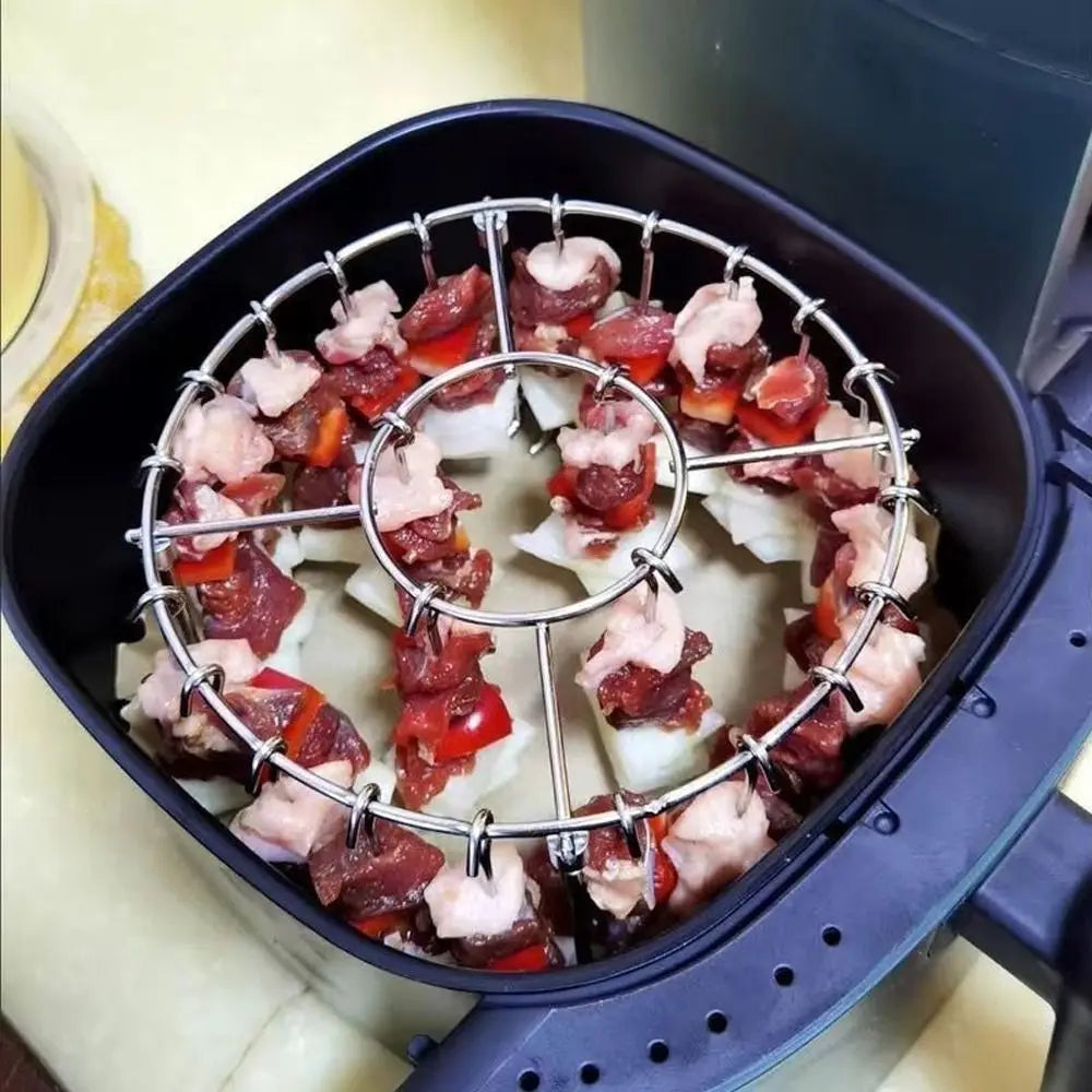 New Stainless Steel Vertical Grill Rack String Grill Detachable Skewer Holder 12/24/49 Baking Needle for Air Fryer Accessory