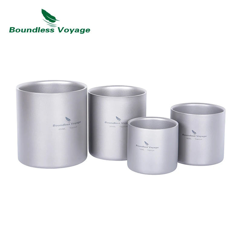 Boundless Voyage Titanium Double Wall Cup 450ml Teacups 120ml Mini Cup 180ml Coffee Mug 300ml Drinkware Double Layer Tableware