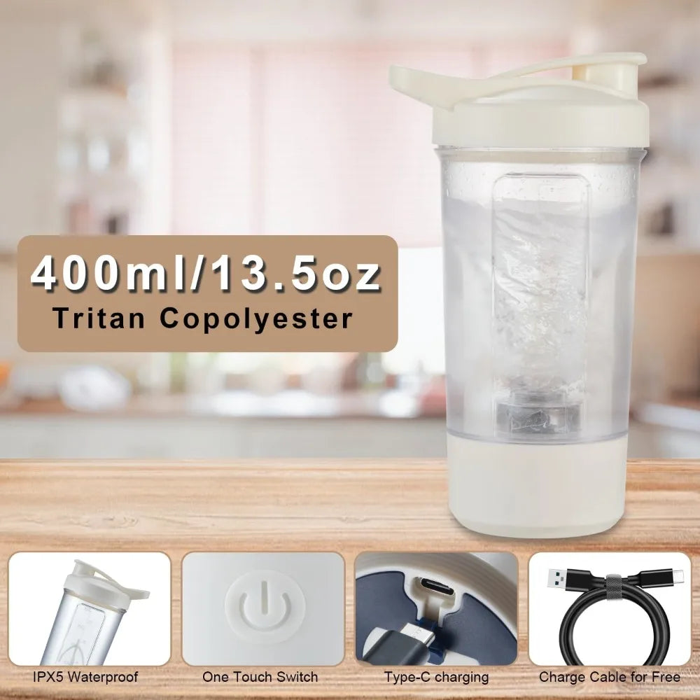 Electric Self Stirring Mug, Protein Powder Milkshake Shaker Bottle ,USB Charging Shaker Cup with Scale 15 Oz Water Cup, BPA Free